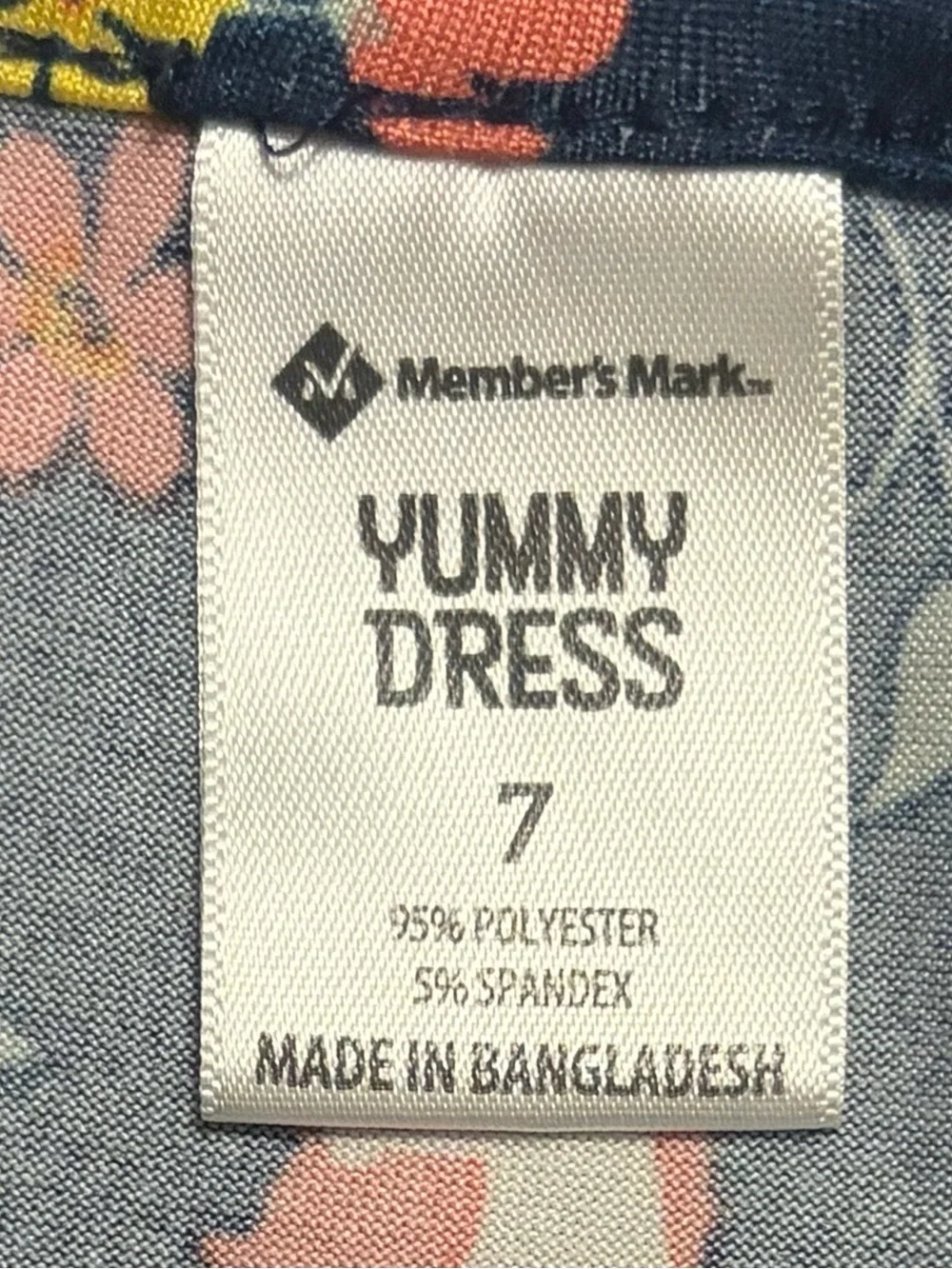 Member’s Mark - Yummy Dress - Navy with Unicorn and Floral Print   Size 7